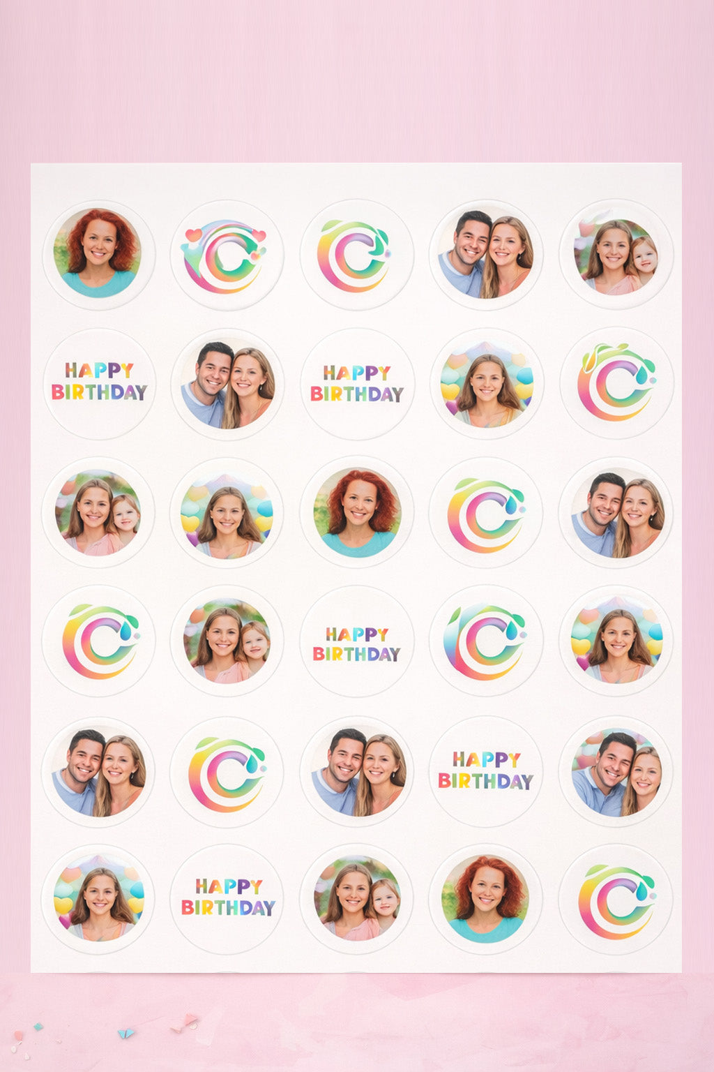 Pre-cut Edible Logo Circles (38mm) – 30 per sheet