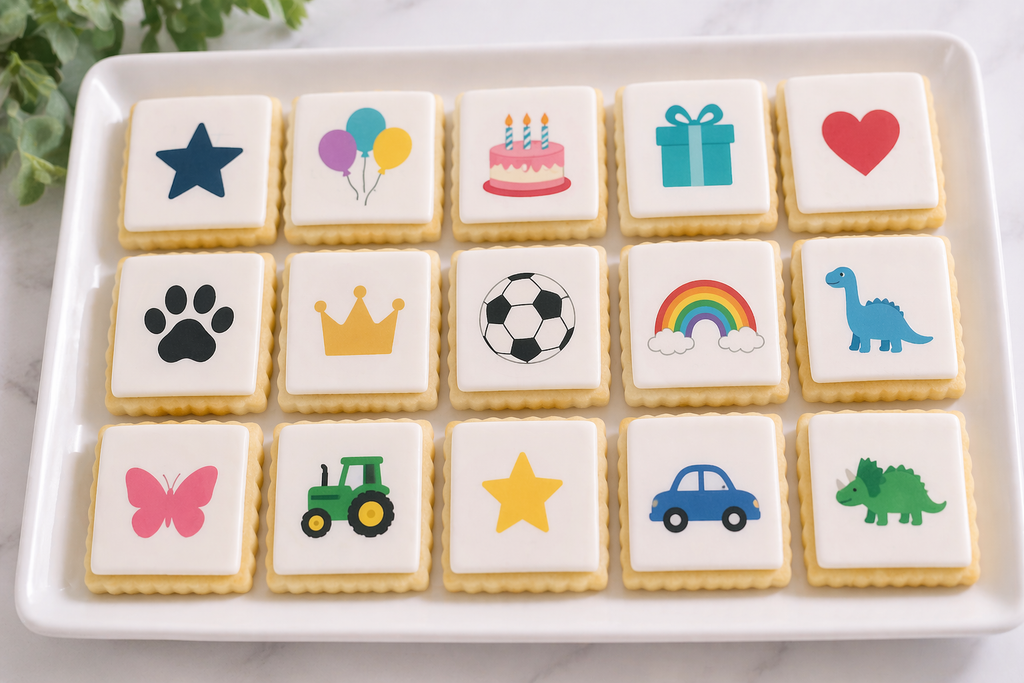 Pre-cut Edible Logo Squares (50mm)  – 15 per sheet