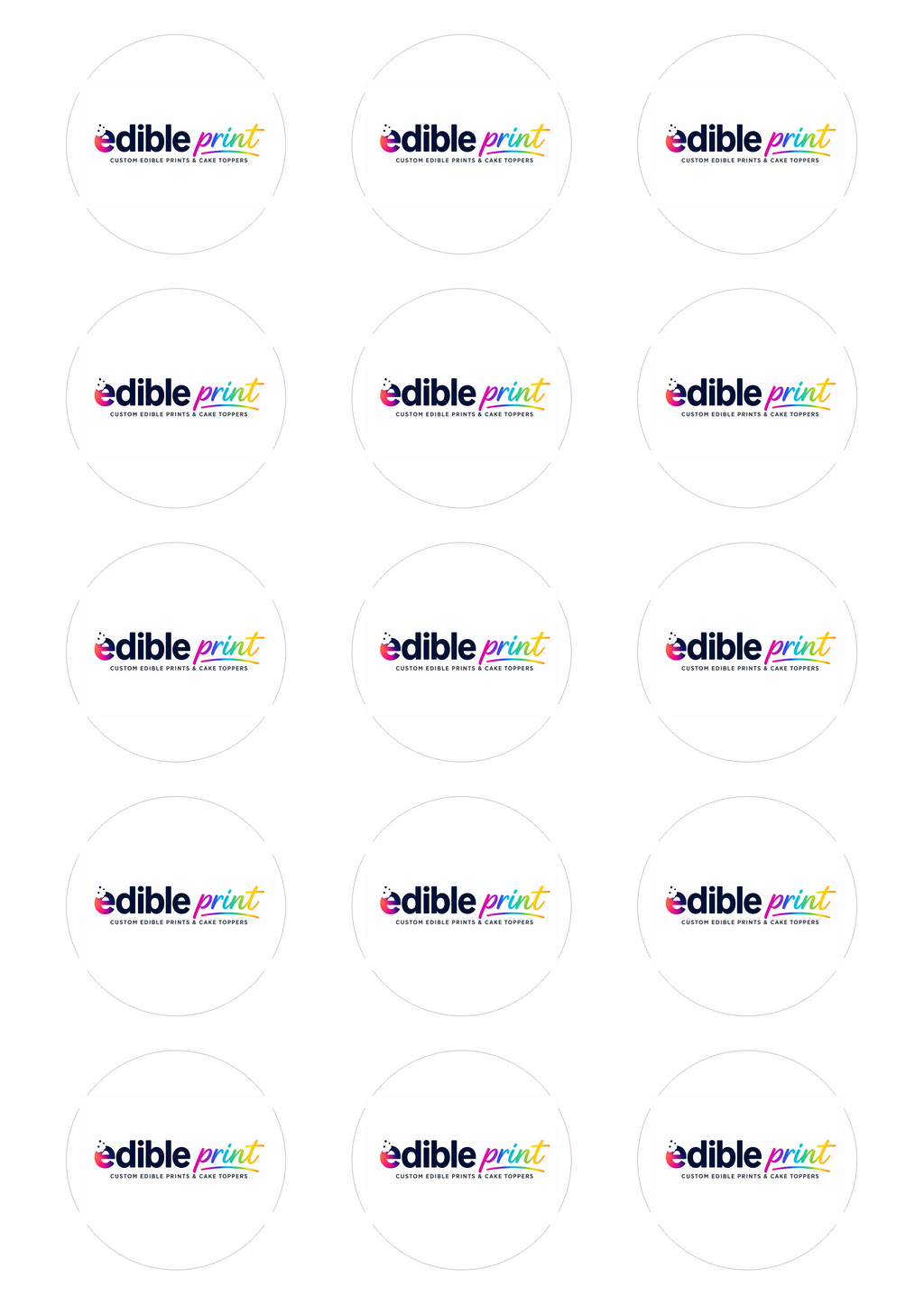 Pre-cut Edible Logo Circles (50mm) – 15 per sheet