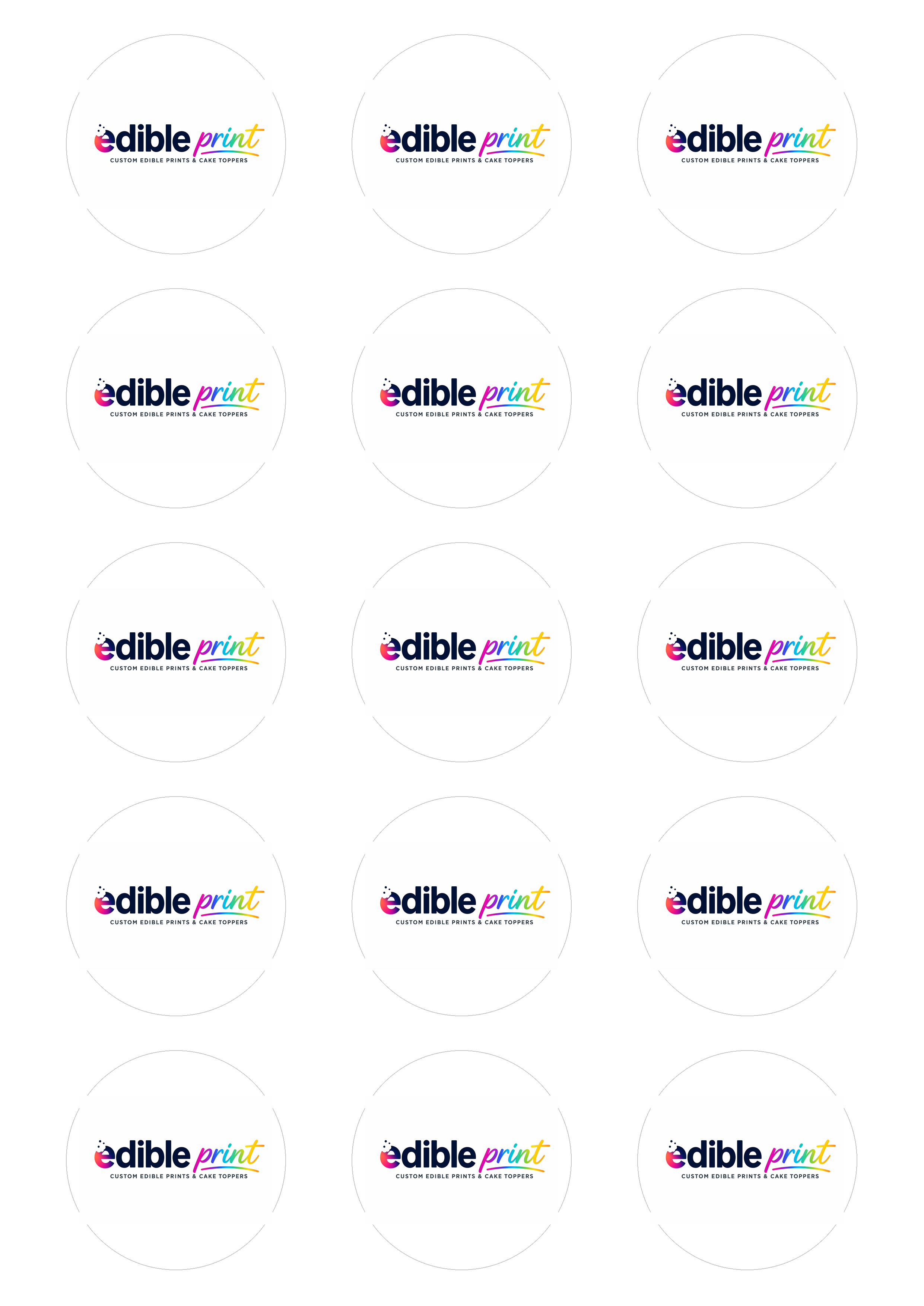 Pre-cut Edible Logo Circles (50mm) – 15 per sheet