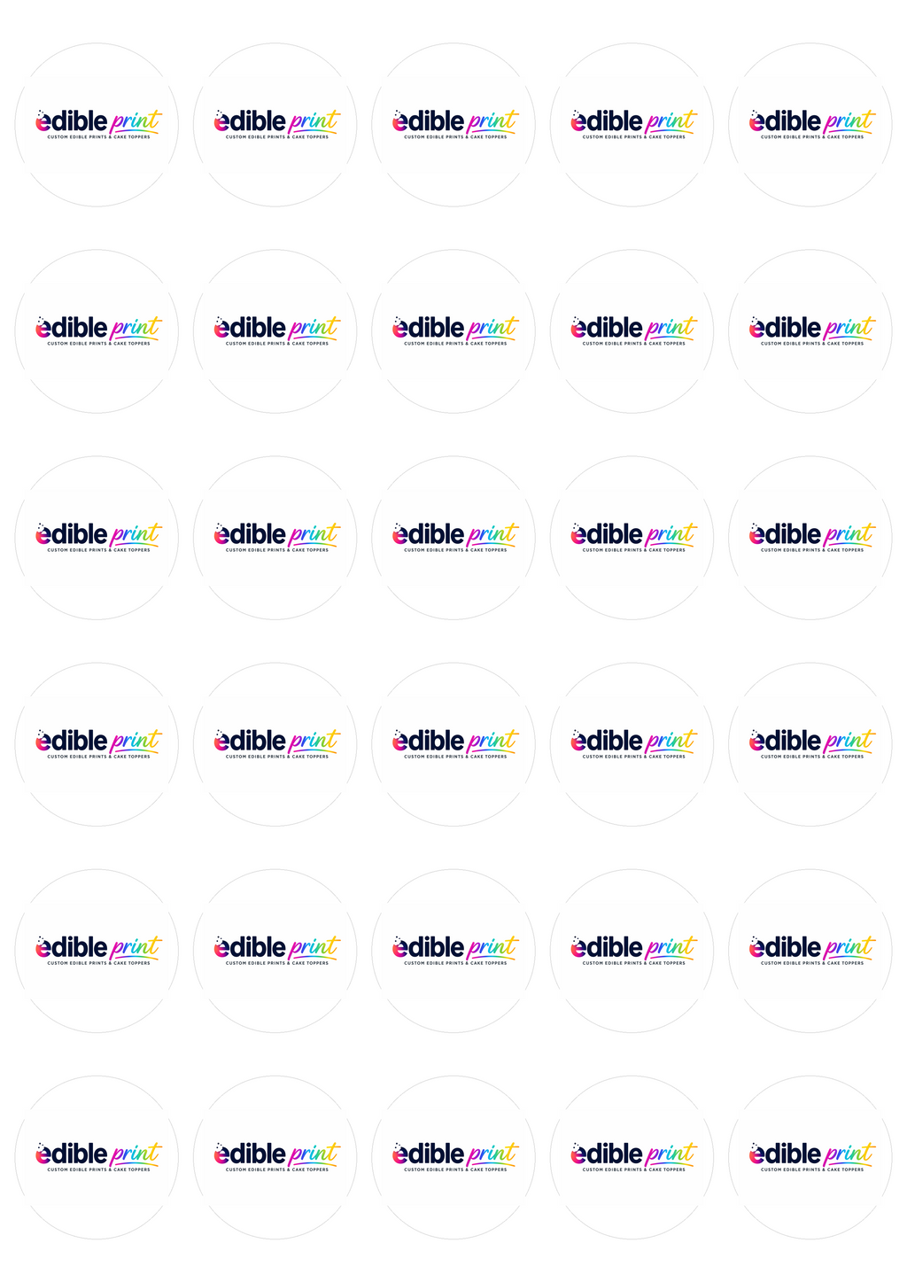 Pre-cut Edible Logo Circles (38mm) – 30 per sheet