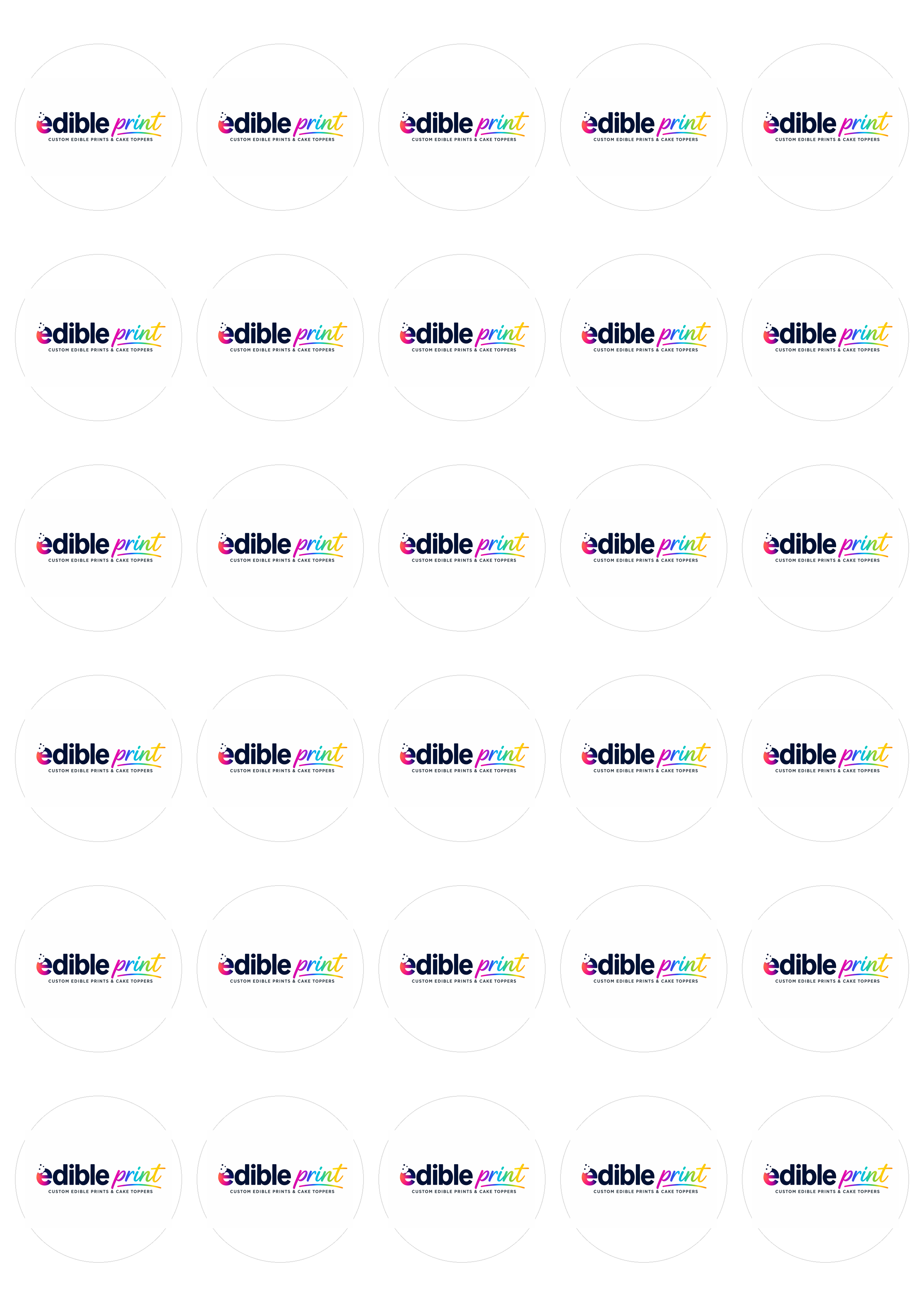 Pre-cut Edible Logo Circles (38mm) – 30 per sheet