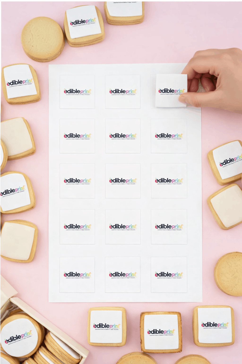 Pre-cut Edible Logo Squares (50mm)  – 15 per sheet
